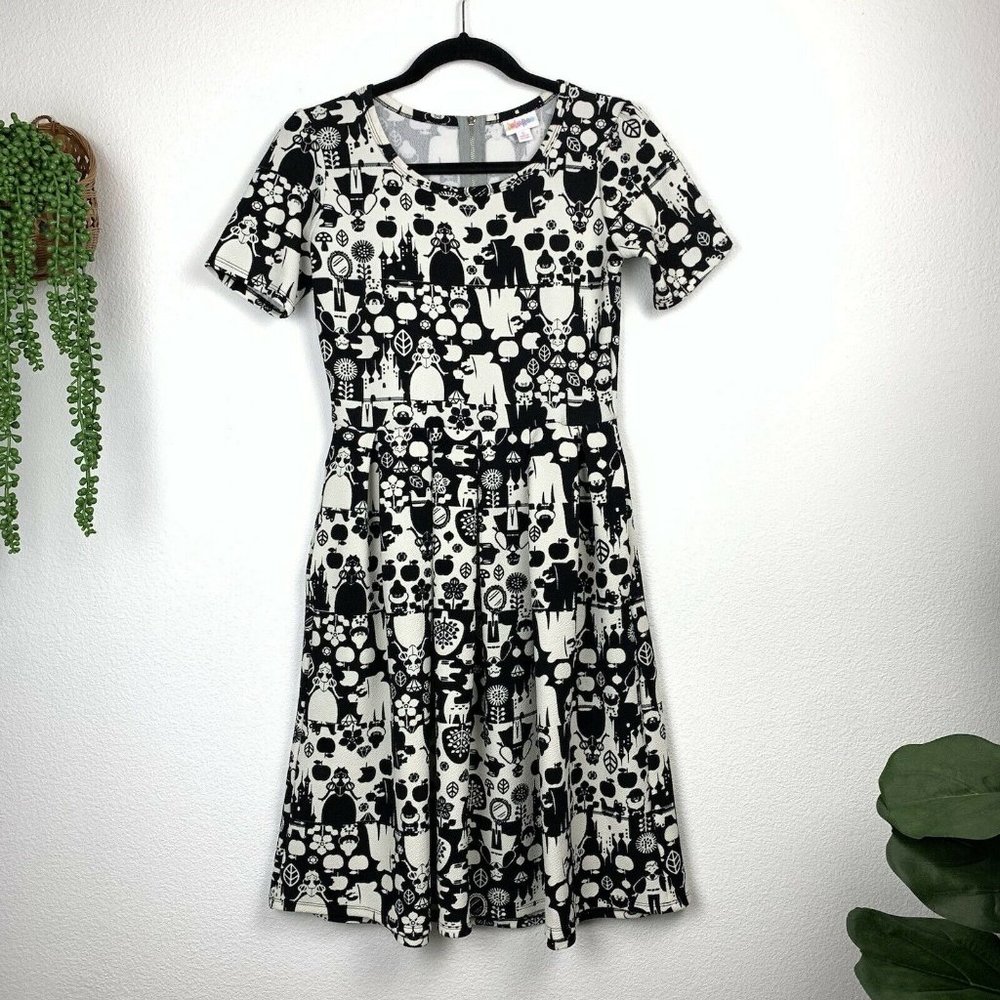 HTF RARE Lularoe S Black Snow White Print Disney Dress